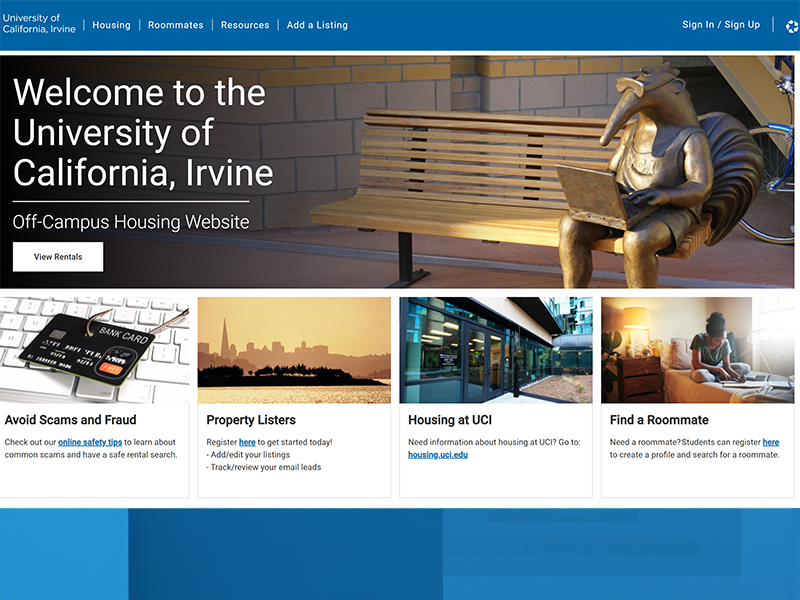 Off-Campus Housing Website Screenshot