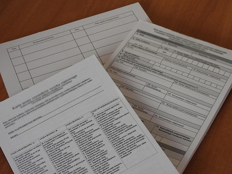 Paper forms on top of a table