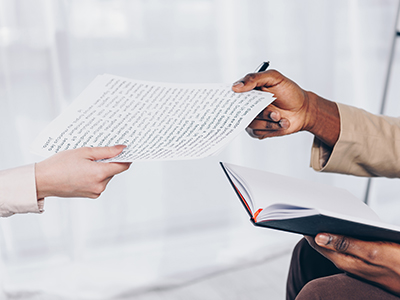 Persons Exchanging Documents